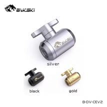 Bykski Valvola dell'acqua, Raccordi di arresto del circuito liquido del computer con porta di scarico, Argento, Oro, Nero, G1/4", B-DV-CEV2