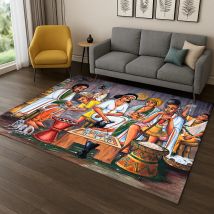 Teppich im afrikanischen äthiopischen Stil für Zuhause, Schlafzimmer, Wohnzimmer, Sofa, Fußmatte, Dekor, Kinderbereich, Teppich, Spiel, rutschfeste Bodenmatte