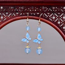 Orecchini a farfalla in vera giada regali per donna gioielli naturali 925 argento amuleto di lusso Designer regalo Vintage pietra preziosa intagliata con perline