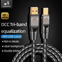 ATAUDIO HiFi USB Cable High Quality 7N OCC USB Type A to Type B OTG Plated Gold Audio Cable for PC DAC Mobile