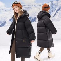 Winter Warme Mädchen Lange Kapuze Reißverschluss Gold Buchstaben Puffer Jacken Schule Kinder Dicke Schnee Mantel Kinder Outfit Windjacke 4-16 jahre