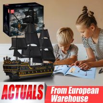 Stampo Re 13186 Giocattoli di film Il grande modello di perla nera Nave pirata Building Block Kit di montaggio in mattoni Regali di Natale per bambini