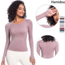 Damen-Sport-Laufshirt mit langen Ärmeln, atmungsaktiv, für Fitnessstudio, Workout-Top, Trainingskleidung für Damen, Sport-Shapewear für Damen