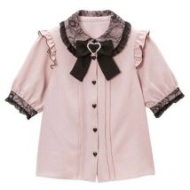 Japanese Lolita Blouses Women Sweet Bow Off Shoulder JK Shirt Gothic Girls Elegant Love Heart Lace Ruffles Cute Mujer Tops