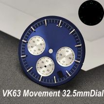 Neue blaue/grüne 32,5 zifferblatt Zubehör VK63 quarzwerk uhr vk63 zeiger grün leuchten vk63 zifferblatt Uhr Teile Für Armbanduhren