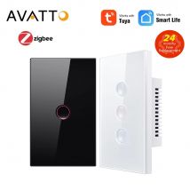 AVATTO Tuya Zigbee Smart Groove Switch Cavo neutro richiesto 1/2/3/4 Gang Light WiFi Touch Switch Funziona con Alexa Google Home