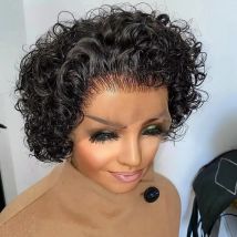 13x4 Pixie Cut Short Curly Human Hair Wigs Cheap 13x1 T Part Transparent Lace Wigs For Black Women Natural Hair Pre Plucked