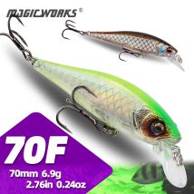 Magic Works 70mm 6.9g Floating Minnow Fishing Lures Supplies New Artificial Trout Bait Pike Wobbler Predatory Hard Lure Bass