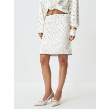 Blifanbo Polka Dots Print Mini Rock Frauen Satin Spitze Patchwork Hohe Taille Gerade Elastische Rock Beiläufige Dünne Mode Streetwear