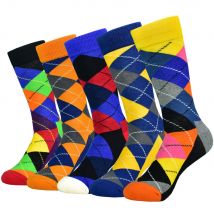 Confezione da 5 calzini colorati da uomo, moda casual, calzini felici, calzini in cotone pettinato, regali da uomo