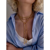 Boho Irregular CCB Beaded Long Necklace for Women Hip Hop Creative Sexy Y-Shaped Clavicle Chain Holiday Party Jewelry Accessory