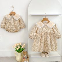 0-6Y Baby Mädchen Schwester Kleidung Kleinkind Baby Strampler Prinzessin Kleider Kinder Mädchen Lange Ärmel Floral Bedruckte Kleider Kleidung