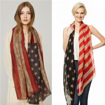 Modischer Schal mit amerikanischer Flagge, länglicher Schal, patriotischer Sterndruck, Voile, weicher Wickelschal mit geometrischen Streifen