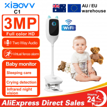 XIAOVV 3MP 2.4GHz WiFi 2k Sicurezza domestica interna Mini telecamera IP Smart CCTV Telecamera per animali Monitor video per bambini Telecamera di sorveglianza 24/7