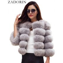 ZADORIN S-5XL Mink Coats Autumn Winter Fluffy Black Faux Fur Coat Women Elegant Thick Warm Faux Fur