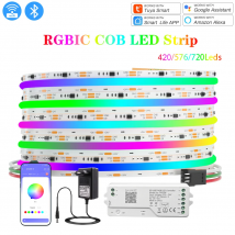Striscia LED RGBIC COB indirizzabile 12V 24V WS2811 Pixel Led Nastro Tuya WiFi Controllo 1m 2m 3m 4m 5m Striscia LED per l'arredamento della stanza