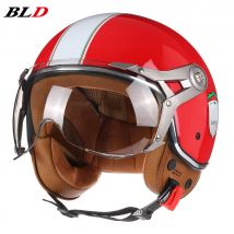 Casco moto vintage BLD Jet con visiera Moto da equitazione 3/4 mezzo casco aperto Retro Scooter Capacete Moto