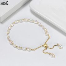 EFFIE KÖNIGIN 925 Sterling Silber Natürliche Barocke Perle Armband 14K Gold Verstellbaren Kette Link Armbänder für Frauen Schmuck GPB09