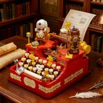 Snoopy Building Blocks Musical Typewriter Movable Building Block Educational Toy Model Desktop Ornaments Christmas Gift