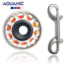 Carrete de aleación de aluminio para buceo, carrete de dedo para Smb, accesorio de equipo seguro, pesca en cueva, línea de nailon de 30m con gancho a presión
