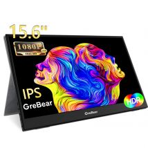 GreBear Monitor portatile da 15.6 pollici Monitor da gioco da viaggio FHD 1080P Monitor portatile HDR IPS con occhio altoparlante integrato USB di tipo C