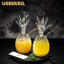 Kreativer Ananas-Cocktail-Gläserbecher, hochwertiges geprägtes Glas, lustiger Saftgetränkebecher mit Strohhalm, personalisierte Weinglasbecher