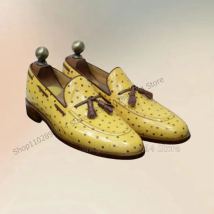 Gelbe Strauß drucken Quasten Dekor Penny Slipper Mode Slip auf Männer Schuhe Luxus handgemachte Party Fest Bankett Männer Freizeit schuhe