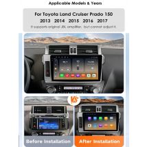 Hizpo AI Voice Car Radio Android Auto Multimedia For Toyota Land Cruiser Prado 150 2013-2017 4G Carplay Autoradio No 2din DVD