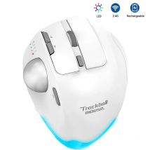 Ergonomic 2.4G Dual Model Rechargeable Wirelss Trackball Mouse 7 Keys Programmable Silent Trackball Mouse for Laptop/Desktop