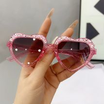 Stilvolle Kinder-Glitzer-Sonnenbrille in Herzform, UV400, für den Außenbereich, Baby-Mode-Foto, niedliches Kleinkind-Sonnenbrillen-Zubehör