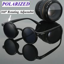 360 °   Occhiali da sole rotanti regolabili Occhiali da sole polarizzati con montatura rotonda Occhiali da sole resistenti ai raggi UV per esterni Occhiali protettivi