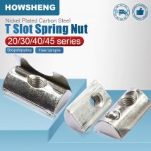 HOWSHENG Roll-in-Feder-T-Mutter mit Kugelschrapnell 20/30/40/45 Serie T-Nut-Block-Gleitmutter aus Kohlenstoffstahl für Aluminiumprofile