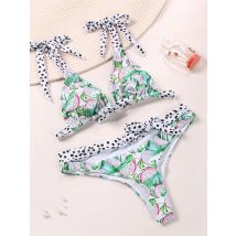 Zrtak sexy Bikinis Bogen Bandage Badeanzug Biquini zweiteilig Anzug Print Bade bekleidung Frauen Bikini Sets Drachen frucht Beach wear