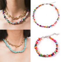 Bohemian Natürliche Stein Perle Choker Halskette Handgemachte Unregelmäßigen Kies Stein Halskette Damen Schmuck Kragen Party Geschenk