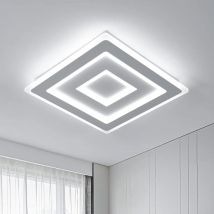 Lámpara de techo cuadrada moderna LED blanca, luz de techo LED acrílica de 42W para dormitorio, sala de estar, pasillo, baño, cocina