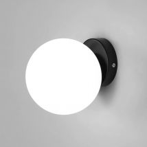 Lampada da parete moderna a sfera Lampada da parete per interni E27 Lampada da parete Paralume in vetro 15 cm senza lampadina, Nero