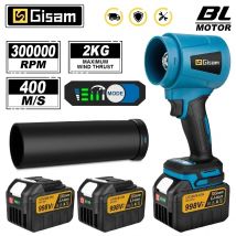 Gismo 300000 Sopladores Turbo eléctricos sin escobillas RPM, ventilador de chorro de 400 M/S, soplador de hojas de mano, soplado de polvo para pines de batería Makita de 18V