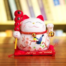 5 Zoll Maneki Neko glückliche Katze Ornament Keramik Glück Katze Statue nach Hause dekorative Geschenk Feng Shui winkt Katze Sparschwein