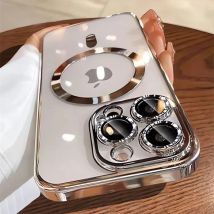 Placcatura di lusso per custodia magnetica Magsafe per iPhone 17 16 15 14 13 12 11 Pro Max Plus copertura di ricarica wireless con protezione per obiettivo