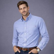 Herrenhemd aus 100% Baumwolle, Smart Casual, Langarm, Kariert, Oxford, Einfarbig, Bedruckt, Regular Fit, Übergrößen bis 6XL