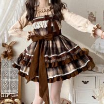Japanische Harajuku Mode Lolita JSK Kleid Frauen Süße Spitze Bogen Plaid Prinzessin Kleider Retro Nette Geburtstag Geschenk Tee Party Kleid