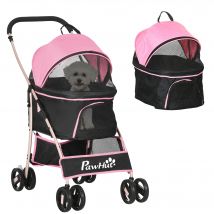 PawHut Carrito para Perros Plegable 3 en 1 con Vagón Desmontable