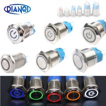 12mm 16mm metall push button switch power-taste Wasserdichte Flachen, kreisförmigen taste LED licht selbst-lock-reset-taste 1NO1NC