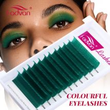 Fadvan Easy Fan Farbige Wimpern Rot/Grün/Blau/Grün/Braun Auto Blooming Makeup Falsche Wimpern 15–20 mm