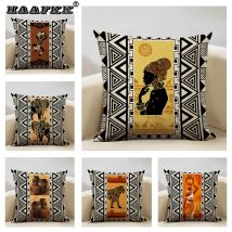 Geometrische Kissen Abdeckung Sofa Dekorative Kissen Abdeckung Hause Wohnzimmer Ethnische Kunst Zubehör 45x45cm Leinen Doppel-doppelseitige Druck