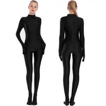 SPEERISE Erwachsener schwarzer Spandex-Ganzkörper-Overall mit Zentai-Füßen, Unisex-Body, Damen-Ganzanzug, hautenge Halloween-Kostüm