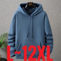 Große Größe Herren Hoodie Jacke mit Kapuze Langarm dick warm Fleece gefüttert Sweatshirt männlich lässig Winter 10XL 12XL Extra Big Plus