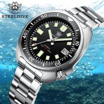 Steeldive SD1970 Białe tło z datą 200M Wodoodporny NH35 6105 Turtle Automatyczny zegarek dla nurka