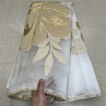 2024 Hochwertiger Afrikanischer Nigerianischer Tüll-Spitzenstoff Organza-Stickerei Guipure Partykleid Brokat Jacquard 5 Yard YXZ145