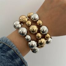 Exaggerated Big Ball Bead Chain Bracelet for Women Fashion Trendy Classic Strand Beads Charm Bangles Grunge Couple Hand Jewelry